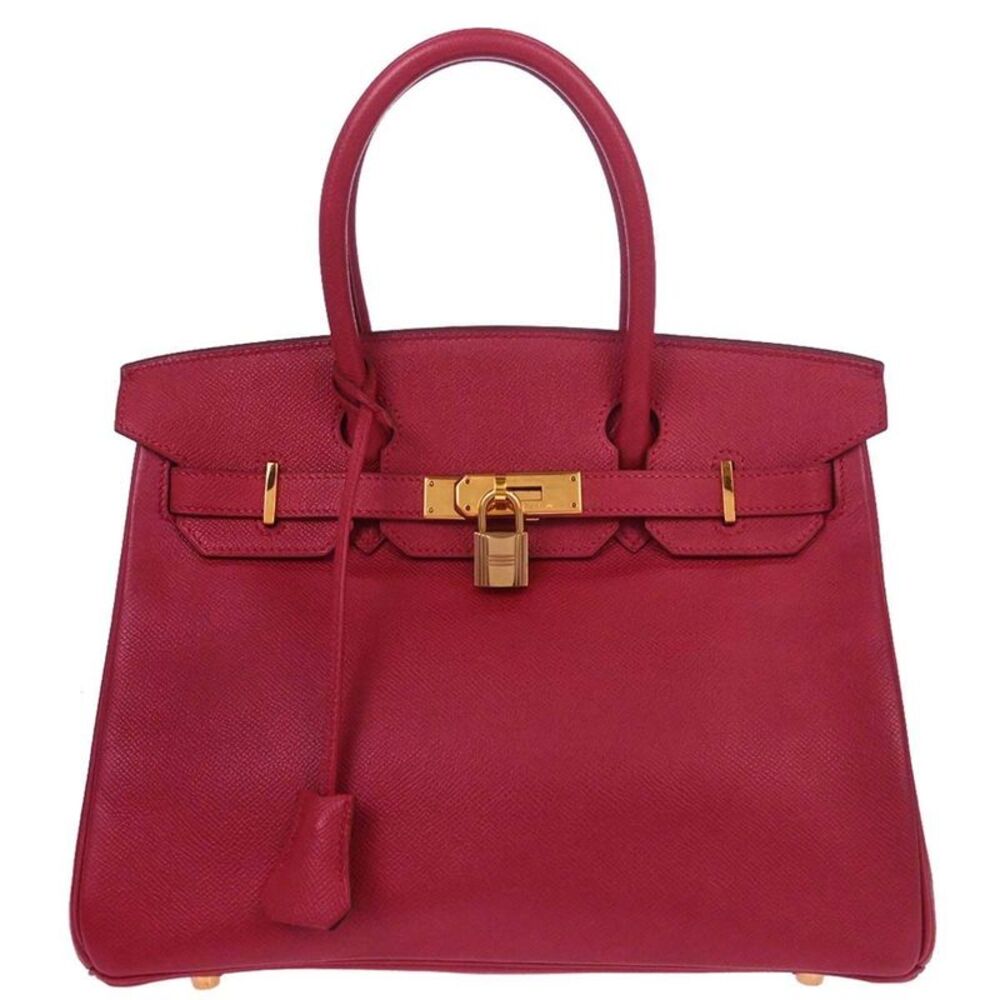 Hermes Birkin Red Courchevel With Gold Hardware Red Leather Handbag